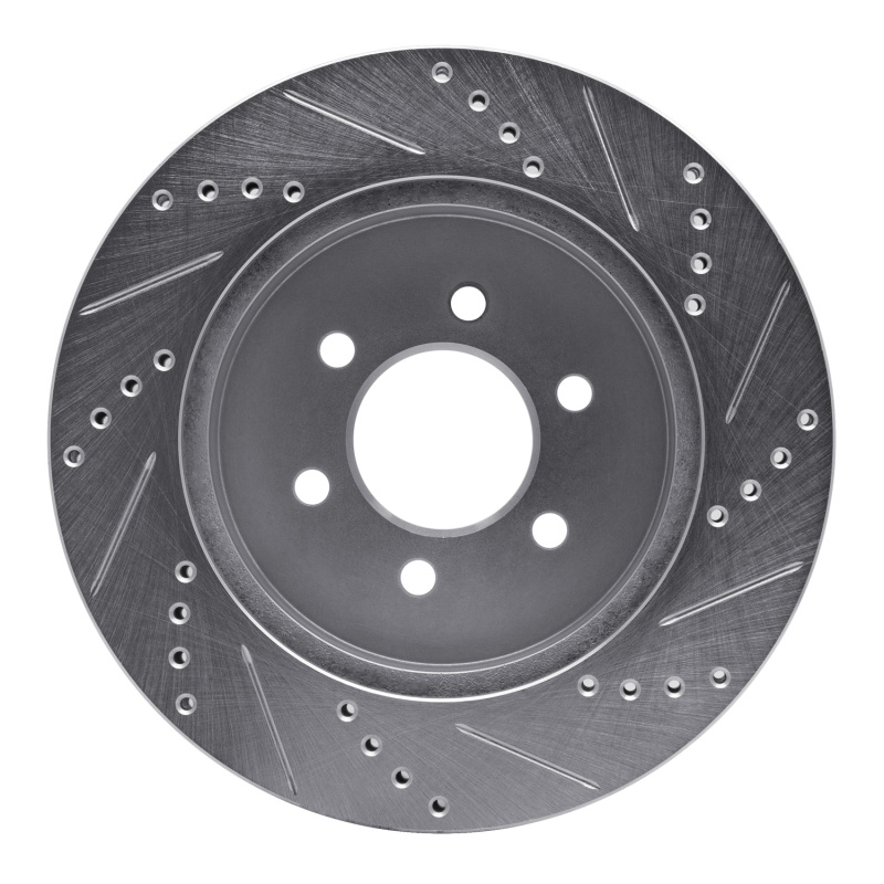 Dodge Dakota Brake Rotor (1) - Front Left - R1 Concepts - Drilled & Slotted - Silver - `03-`04